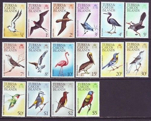Islas Turcas y Caicos 1973 SC 265-279 MNH Set Pájaro - Imagen 3 de 3