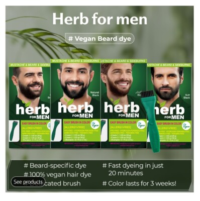 #ad Herb For Men PPD Ammonia Allergy Free Mustache Beard Dye Vegan Ingredients Color $14.99