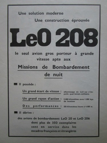 9/1935 PUB LIORE ET OLIVIER BOMBARDIER LEO 208 / STANAVO ORIGINAL FRANZÖSISCHE ANZEIGE - Bild 1 von 2