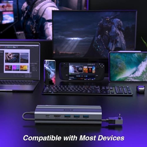 Steam Deck Docking Station 6 in 1 USB C Hub HDMI 4K60Hz RJ45 . - Picture 4 of 4
