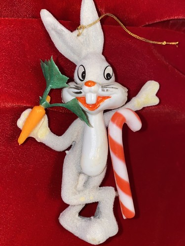 Vintage Flocked Bugs Hase 1978 Warner Brothers Karotte & Zuckerrohr. 4,5"" Baum