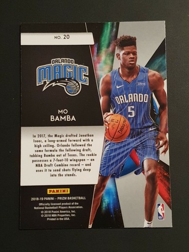 2018-19 Panini Prizm Freshman Phenoms #20 Mo Bamba RC - Bild 2 von 2