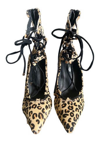 Jeffrey Campbell x Free People Hierro Lace Up Heels Brown Leopard Sz 8.5 - Picture 4 of 7