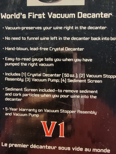 Metrokane V1 Worlds first vacuum decanter With Original Box - Picture 8 of 8