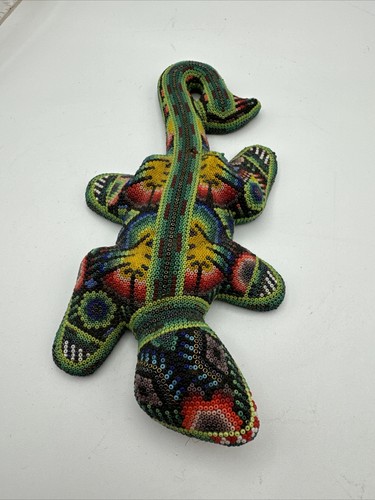 Mexican Iguana Lizard Huichol Beaded Art - HANDMADE - Picture 1 of 18