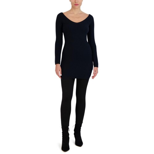 BCBGMAXAZRIA Damen schwarz Strick Mini V-Ausschnitt Pulloverkleid M Brittany and Hanna Factory Outlet 3394