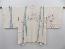 3210T11z550 Japanese Kimono Silk SHIBORI HAORI Bamboo Off-white