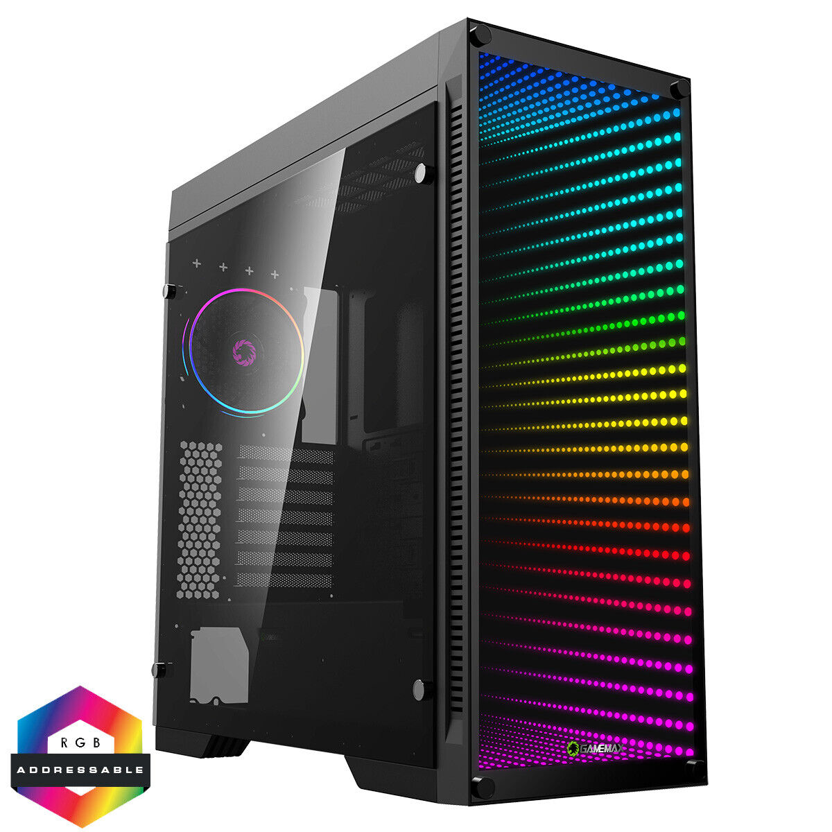 Game Max Abyss Full Tower ARGB ATX Gaming PC Case Tempered Glass LED Fans  EATX