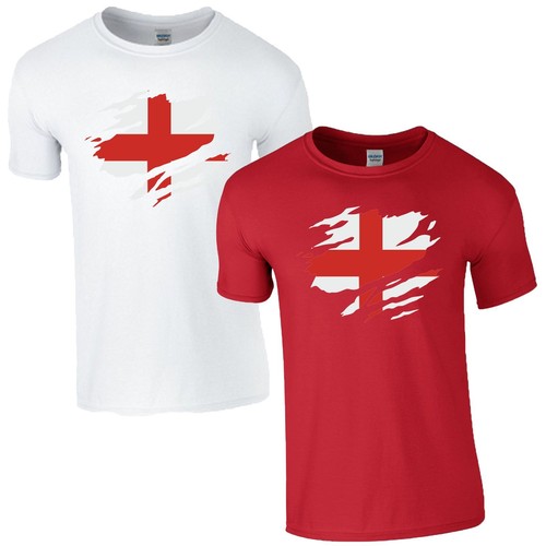 St Georges Day T-Shirt Distressed England Flag Kids Youth Children Men Top - 第 1/14 張圖片