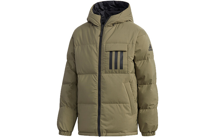 двусторонний пуховик adidas с однотонным принтом логотипа