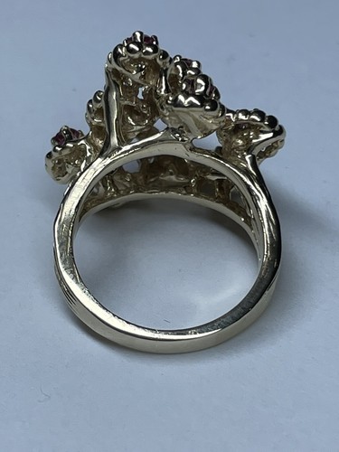 Vintage 14k Gelbgold Ring, 0,80 Tcw rot, rosa Spinell, blühender Baum, Größe 5 - Bild 8 von 12