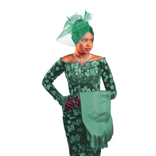 Aso Oke African Headtie Auto Gele Wedding Women Hijab Flower Cap Nigerian Hat - Picture 26 of 28
