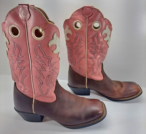 Tony Lama Buckaroo Botas Vaqueras Mujer’s 8.5 D Marrón Rosa Cuero LL405 13” Alto - Imagen 4 de 7