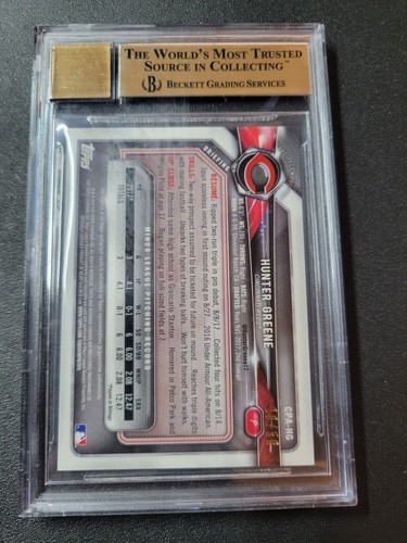 ๐ 2018 Bowman Hunter Greene Chrome Gold Refractor Auto #/50 BGS 9.5 w/10 Auto - Picture 2 of 2