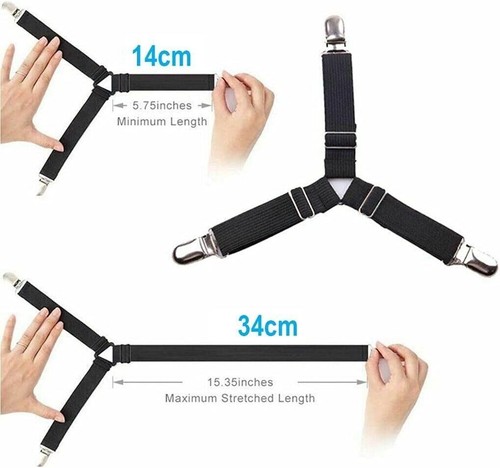 4x Suspender Straps Crisscross Bed Sheet Mattress Holder Fastener Grippers Clips - Picture 11 of 11