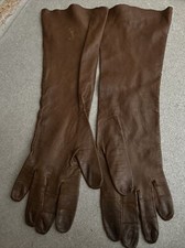 Brown Leather Gloves SZ 7 Made In France Marcel Wagner Originals Women  s Long