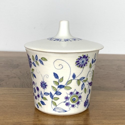 Figgjo Flint Turi Design Lotte Norway Sugar Bowl MCM Silkscreen Vtg Floral Bird - Picture 3 of 11