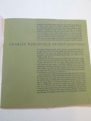 1963 CHARLES BURCHFIELD Gallery Exhibit Program, Albright Knox & SUNY Buffalo NY - Imagen 7 de 9