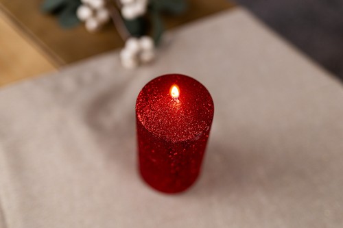 Candela Colonna Rossa Glitter Arredamento Casa Cera Non Profumata Festa Matrimonio Decorativa - Foto 39 di 45