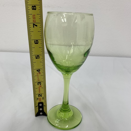 Hand Blown Green Iridescent Wine Glass Goblet Set of 4 - Picture 10 of 11