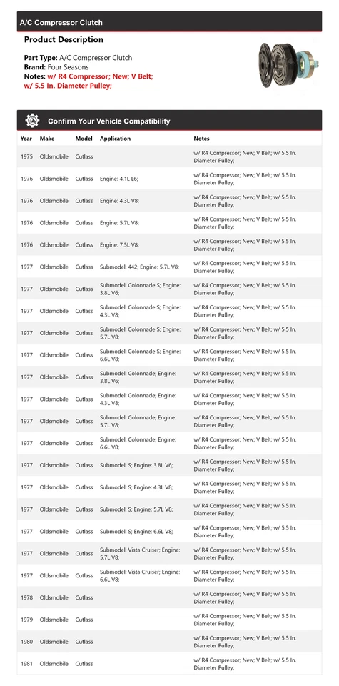 Муфта компрессора кондиционера Oldsmobile Cutlass 1975-1981 4 сезона 1976 1977 1978 - Изображение 2 из 4