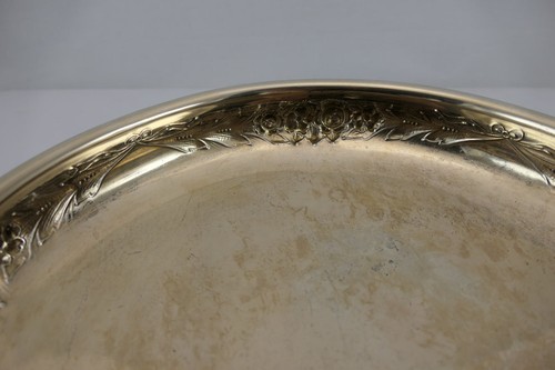 Fine Solid Silver Centerpiece Bowl Floral Repousse  J. Tostrup ca-1909  Gilded - Picture 4 of 7