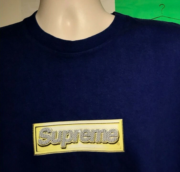 Tee shirt bleu SS13 Supreme Bling Box logo taille L grand très rare vintage 2013