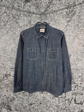 Men s Edwin Japan Long Sleeve Navigator Shirt Button Up Indigo Denim Size M