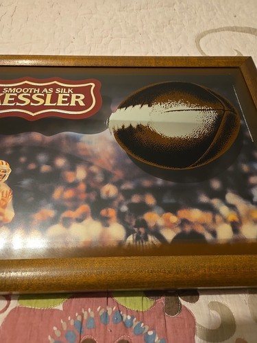Vtg Kessler Whiskey Smooth Framed Bar Sign Football 3D Picture Box MCM - Picture 3 of 13