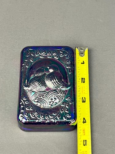 Vintage Fenton Cobalt Carnival Glass Love Birds Brick Paperweight; Mint - Picture 10 of 14