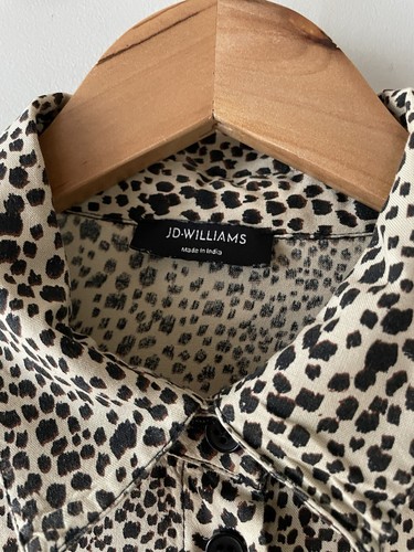 JD Williams Full Button Shirt Blouse UK 16 Leopard Print Soft Viscose (35) - Picture 3 of 9