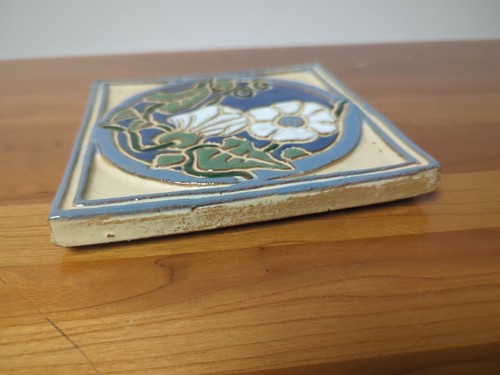 Vintage Red Clay Tile Works (RCTW 1985) 5.75" White Terracotta Floral Flower - Picture 11 of 14