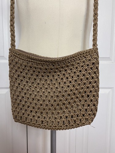 Lina Small Mocha Brown Crochet Handbag Purse Shoulder Bag Crossbody - Picture 3 of 5