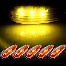 5X Amber 6" Trailer Truck Bus 3Led Cab Roof Marker Clearance Lights Sealed 12V