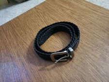 Black Genuine Leather Braided Belt - Men's Size 40/100 Excellent Condition