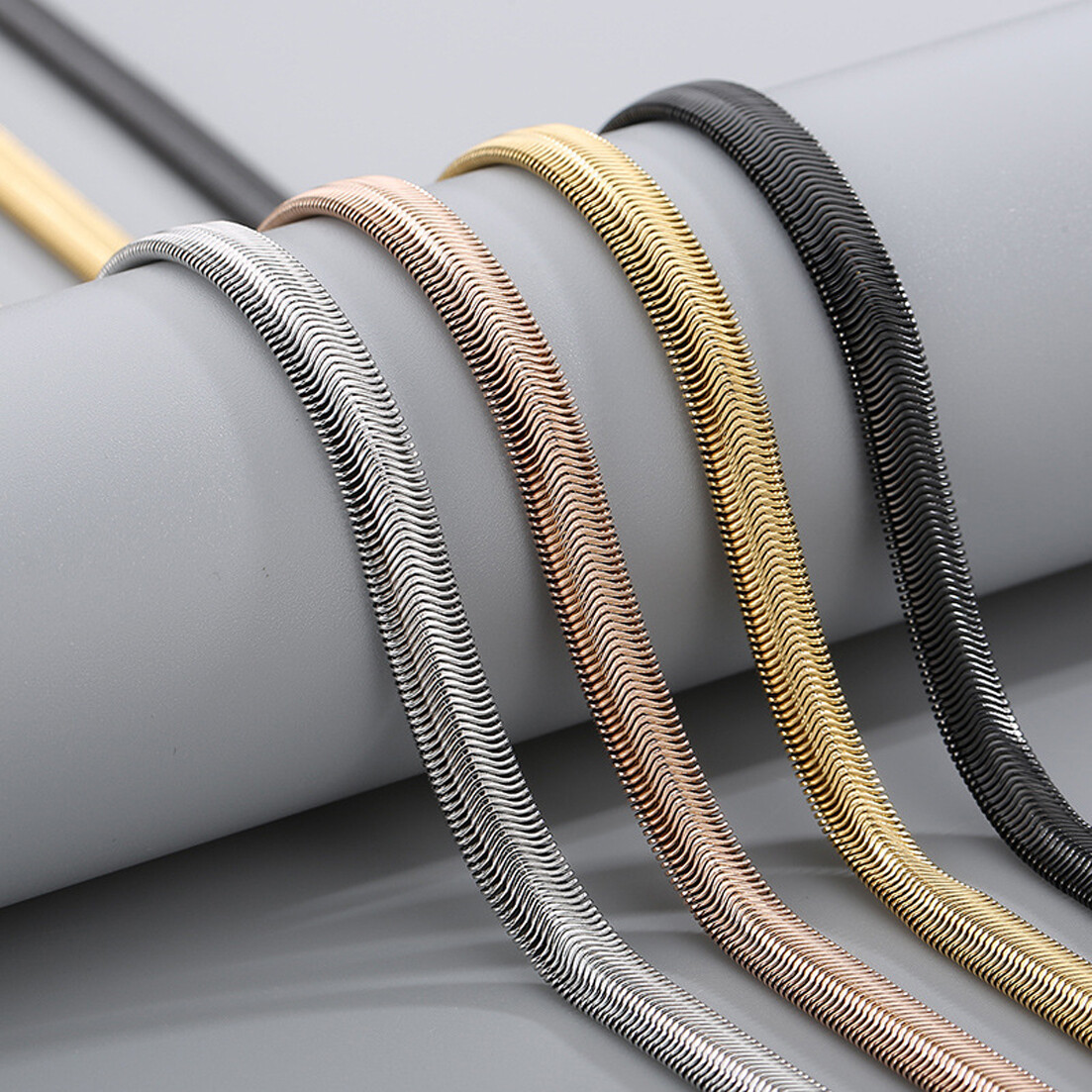 3/4/5/6/8mm New Fashion 316L Stainless Steel Flat Snake