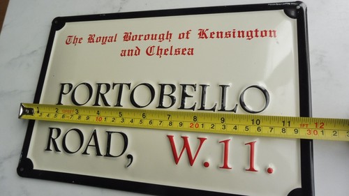 METALL STRASSENSCHILD UK ROYAL BOROUGH KENSINGTON CHELSEA PORTOBELLO EINBALIT BERÜHMT - Bild 11 von 12