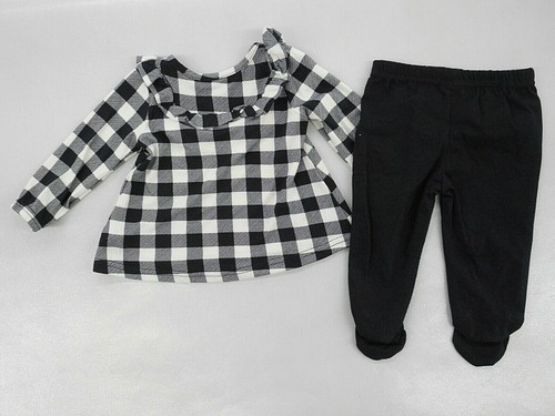 Infant Girls WeePlay $24 Red OR Black Flannel Top W/T Footed Pants Sz 0/3M-6/9M - Picture 6 of 7