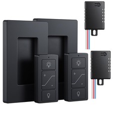 Wireless Dimmer Switch Black , 2 Pack Remote Light Switch and Receiver kit, ...