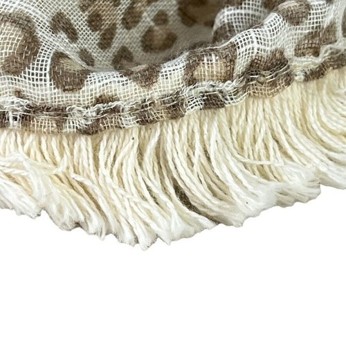 Chicos Damen Leopardenmuster Schal Fransen transparent Halstuch 42x42 eckig beige elfenbein - Bild 12 von 16