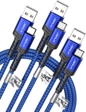 JSAUX USB C Cable Fast Charging 3.3ft 6.6ft 10ft, Blue