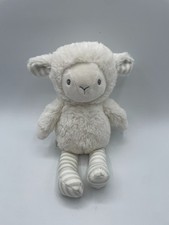 Carters White Lamb Plush Sheep 10" Gray Stripe Legs Ears Rattle 67378 2018 Grey