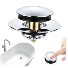 Universal Pop-Up Bathtub Stopper with Clog-Proof Strainer - Bath Drain Plug