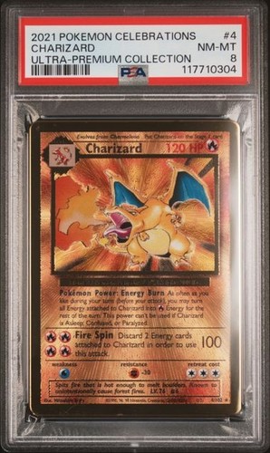 PSA 8 - 2021 Pokemon Celebrations UPC CHARIZARD Gold Metal Card #4 (0304) - Picture 1 of 2