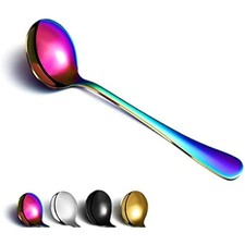 Rainbow soup spoons, 12pc stainless steel titanium plated, multicolor 