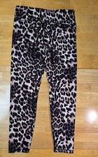 Womens Leopard Print Athletic Pants Sz M 25" Soft Feel