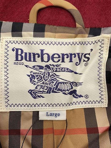 Abrigo de lana rojo Burberrys para hombre talla L chaqueta larga #EG ZIA - Imagen 3 de 5