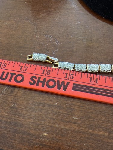 Swarovski Swan Gold Curved Bar w/Pave Crystals~16" 17" Choker Necklace Earrings - Picture 7 of 8