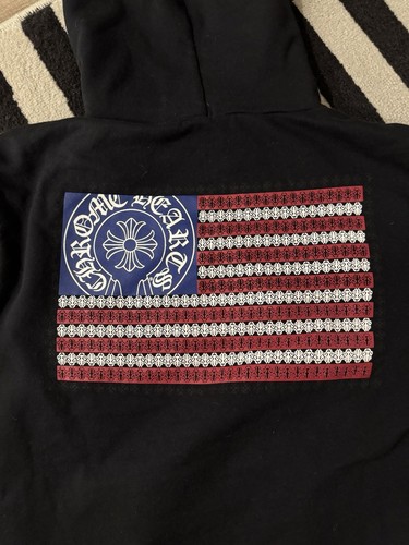 AUTHENTIC CHROME HEARTS AMERICAN FLAG PULLOVER HOODIE - Picture 3 of 8