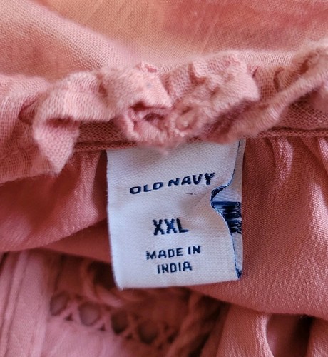 Old Navy 2XL Pink Boho Fairy Dress Eyelets Maxi Good Witch Cottagecore *Issue - Picture 4 of 14